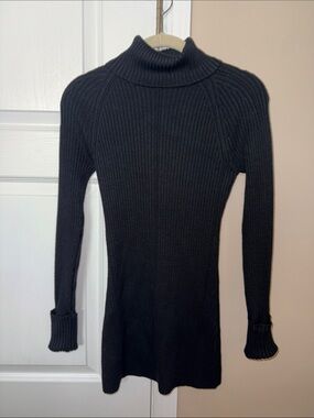 White House Black Market Black Ribbed Knit Dress, XXS